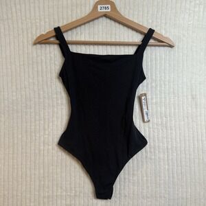 SKIMS sold n/a Square Neck Thong Bodysuit Onyx Size X